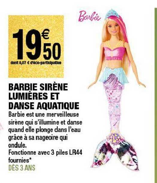 barbie sirène lumières et danse aquatique
