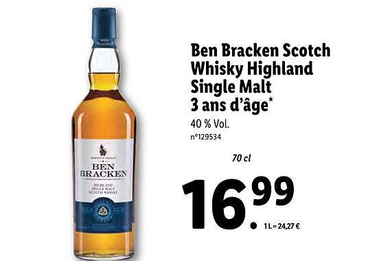 ben bracken scotch whisky highland single malt 3 ans d'âge
