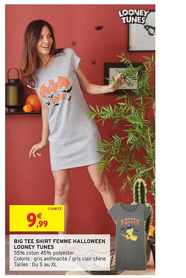 big tee shirt femme halloween looney tunes