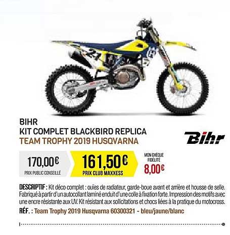 bihr kit complet blackbird replica team trophy 2019 husqvarna