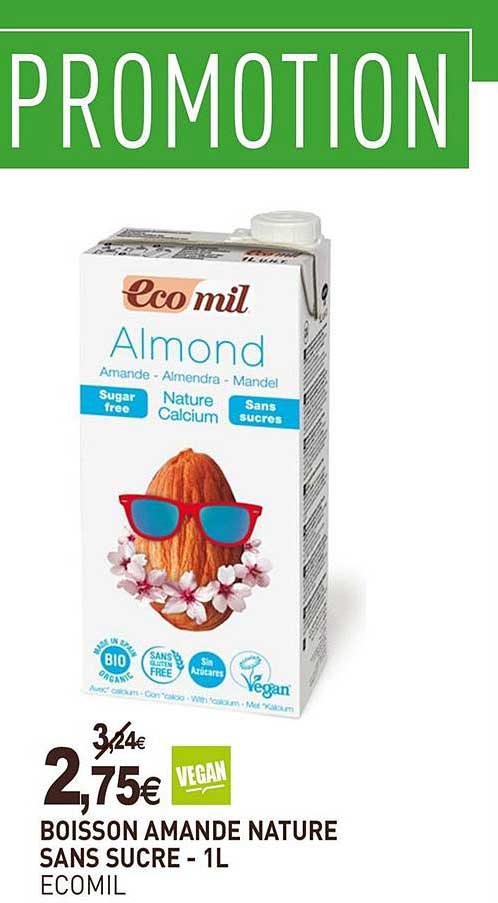 Boisson Amande Nature Sans Sucre Ecomil
