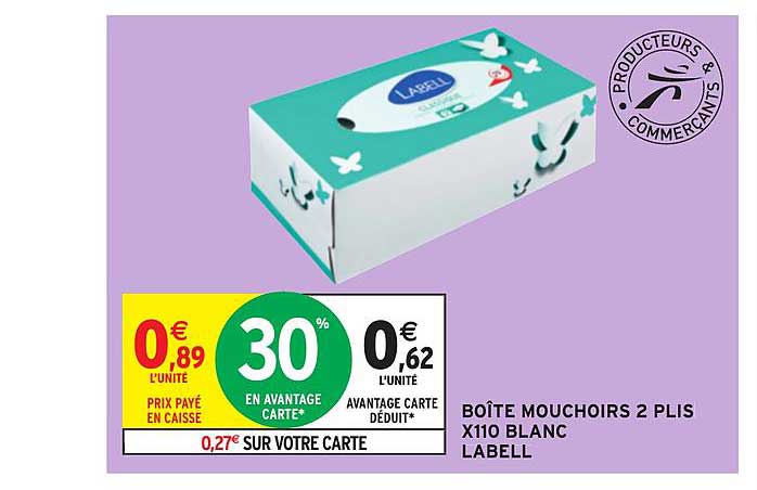 boîte mouchoirs 2 plis x110 blanc labell