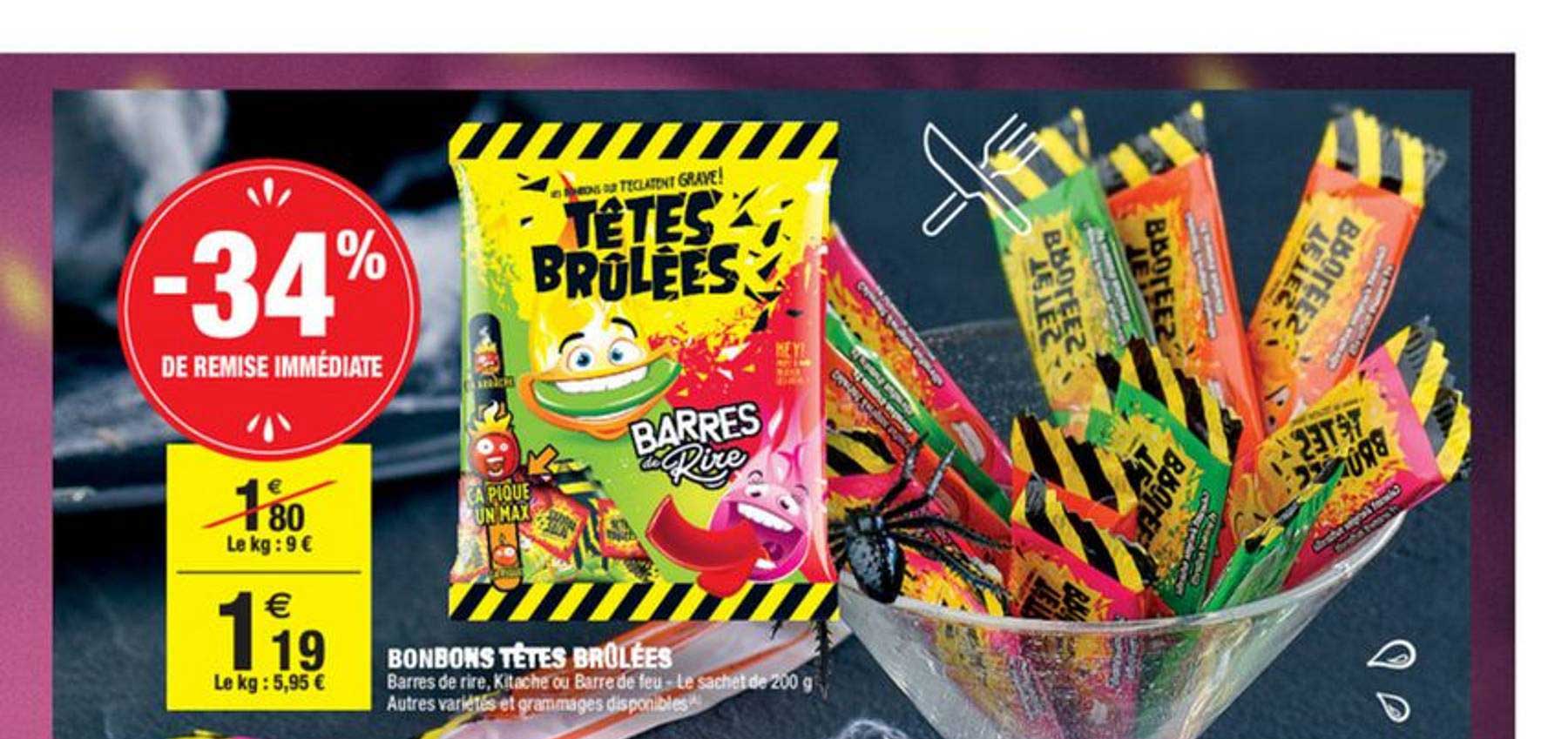 bonbons têtes brûlées -34% remise immédiate