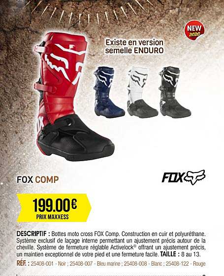bottes moto cross fox comp, semelle enduro