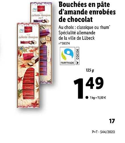 bouchées en pâte d'amande enrobées de chocolat