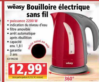 Bouilloire électrique Sans Fil Wëasy