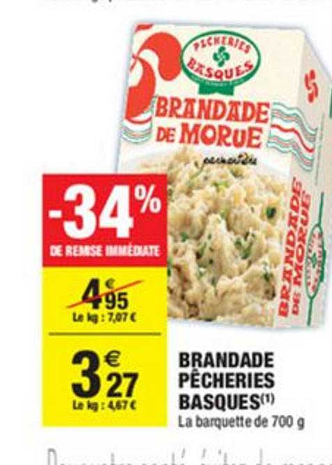 brandade pêcheries basques -34% remise immédiate
