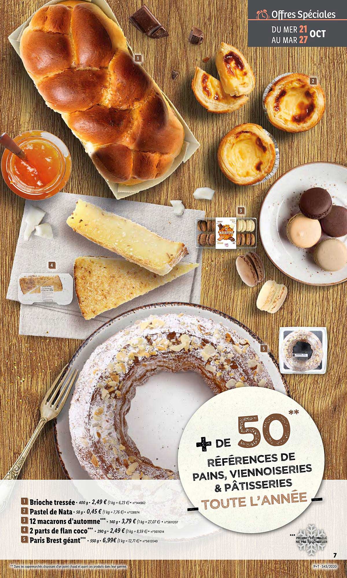 brioche tressée, pastel de nata, 12 macaron d'automne, 2 part de flanc coco, paris brest géant