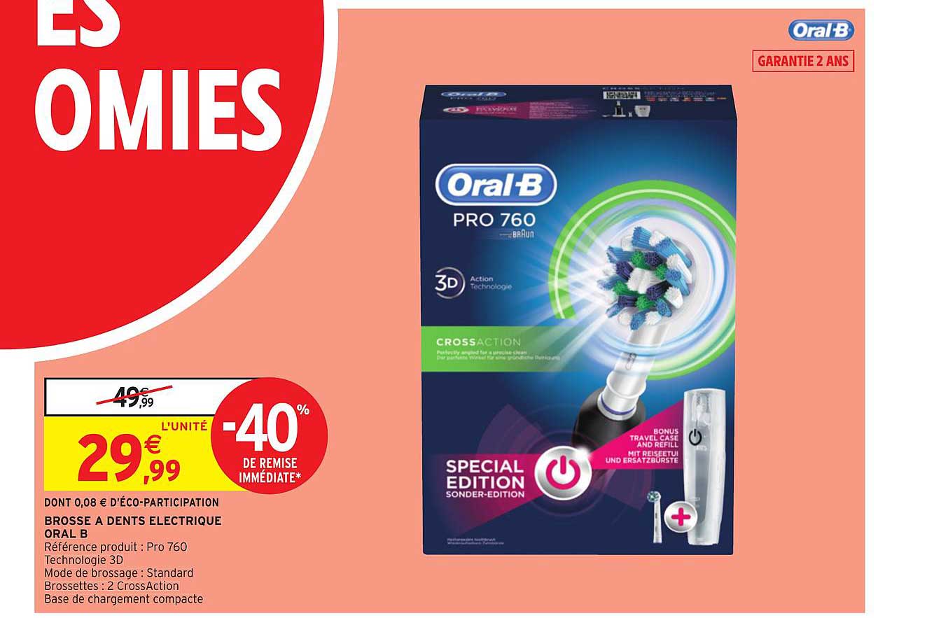 brosse à dents électrique oral b -40% remise immédiate