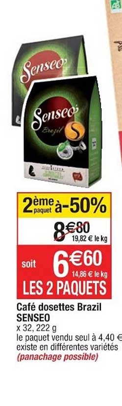café dosettes brazil senseo le 2ème paquet à -50%
