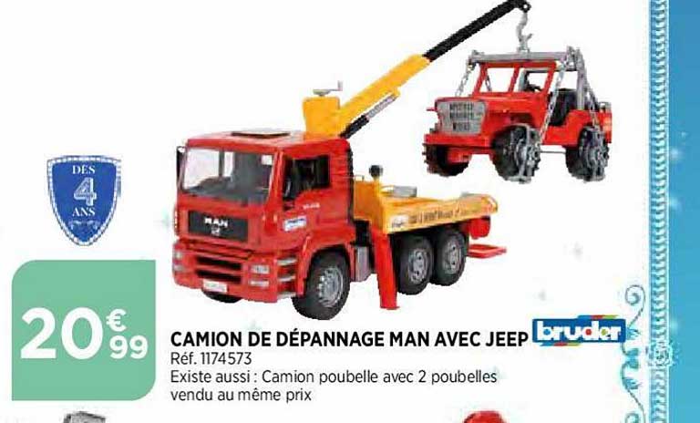camion de dépannage man avec jeep bruder