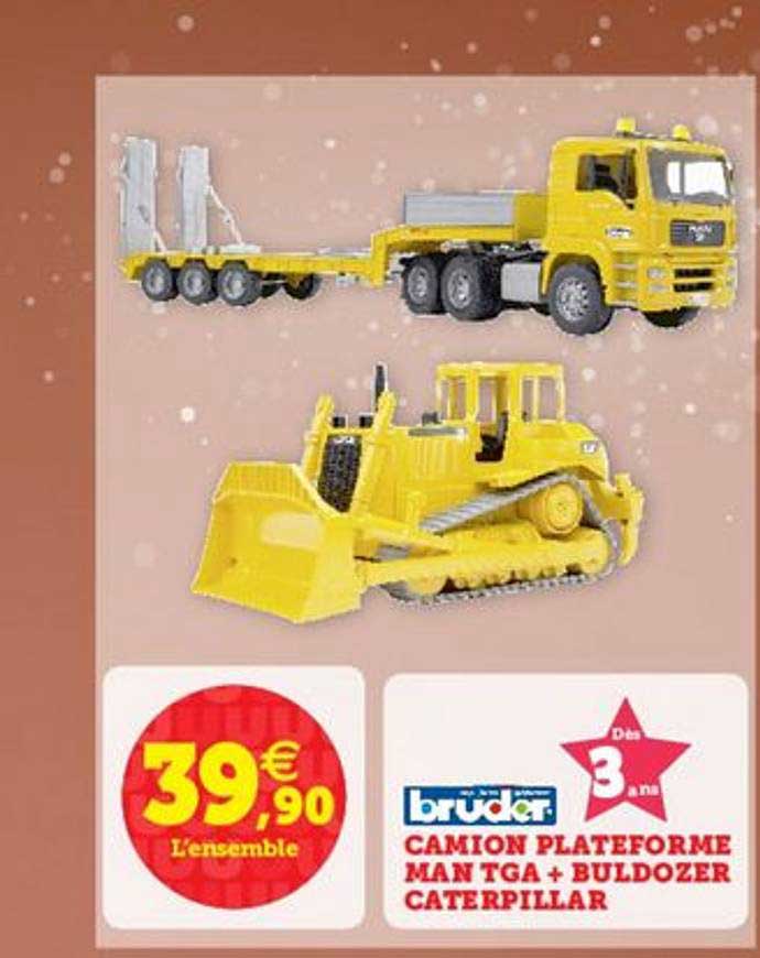 camion plateforme man tga + buldozer caterpillar