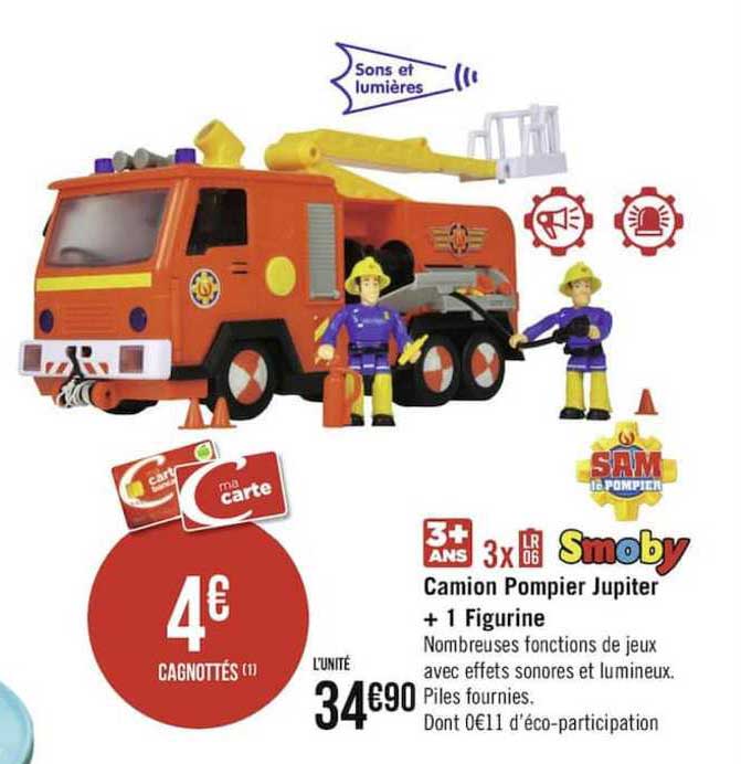 camion pompier jupiter + 1 figurine smoby