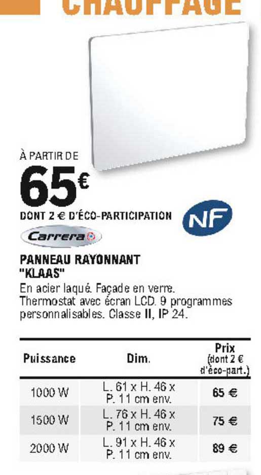Carrera Panneau Rayonnant "klaas"
