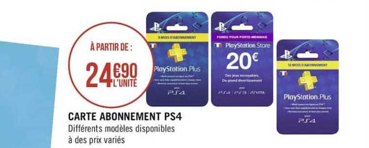 carte abonnement ps4