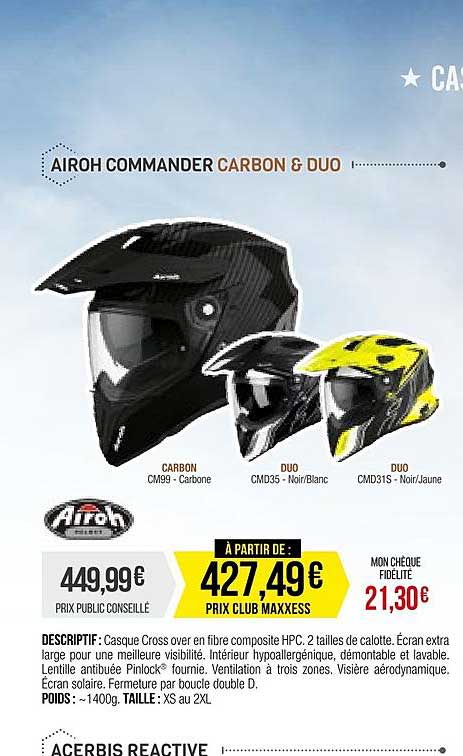 casque cross airoh commander carbon & duo
