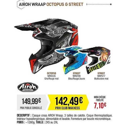 casque cross airoh wraap octopus & street