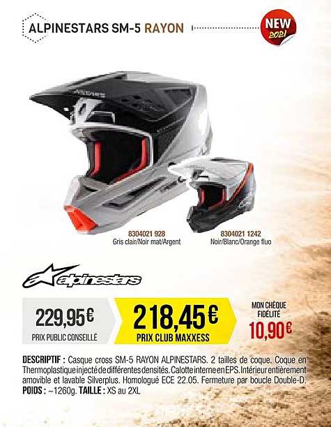 casque cross alpinestars sm-5 rayon