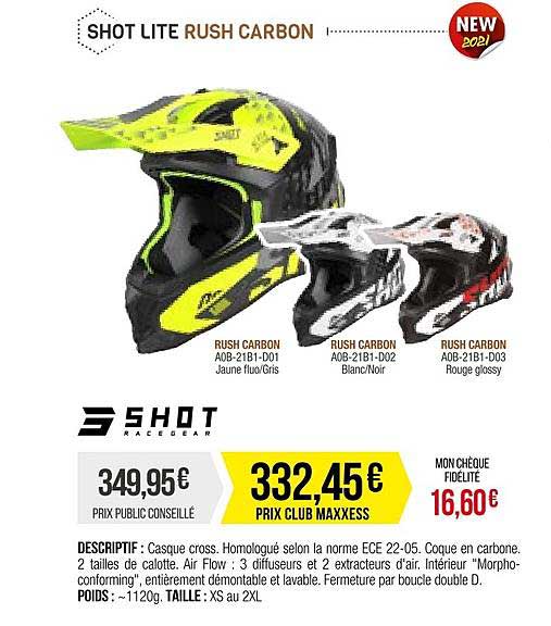 casque cross hot lite rush carbon