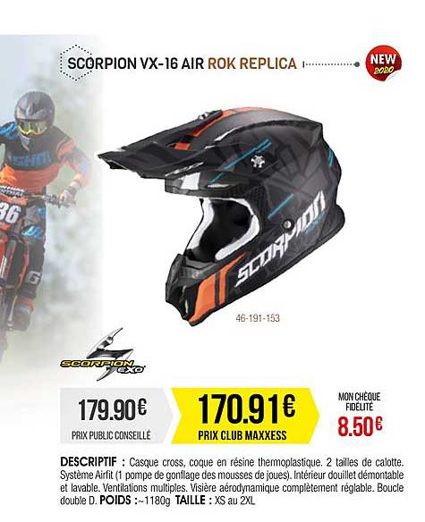 casque cross scorpion vx-16 air rok replica