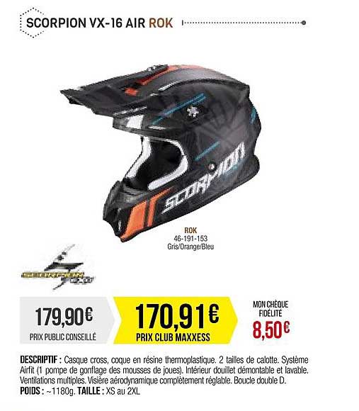 casque cross scorpion vx-16 air rok