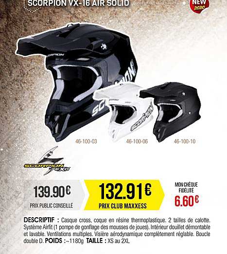 casque cross scorpion vx-16 solid