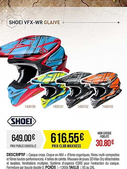 casque cross shoei vfx-wr glaive