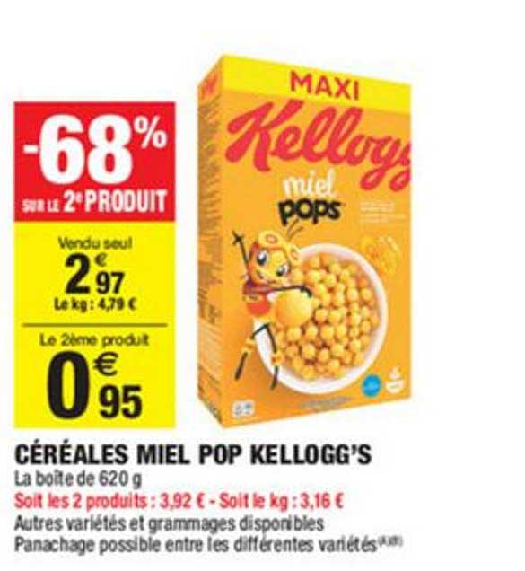 Céréales Miel Pop Kellogg's -68% Sur Le 2ème Produit