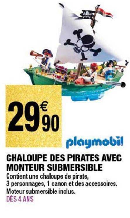 chaloupe des pirates avec monteur submersible playmobil