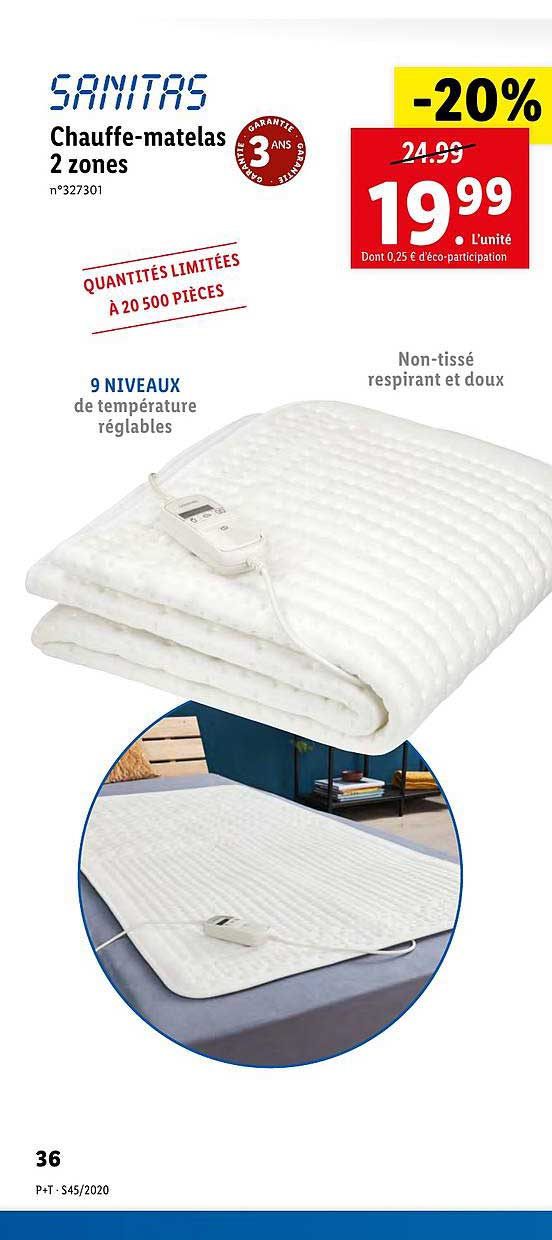 chauffe-matelas 2 zones