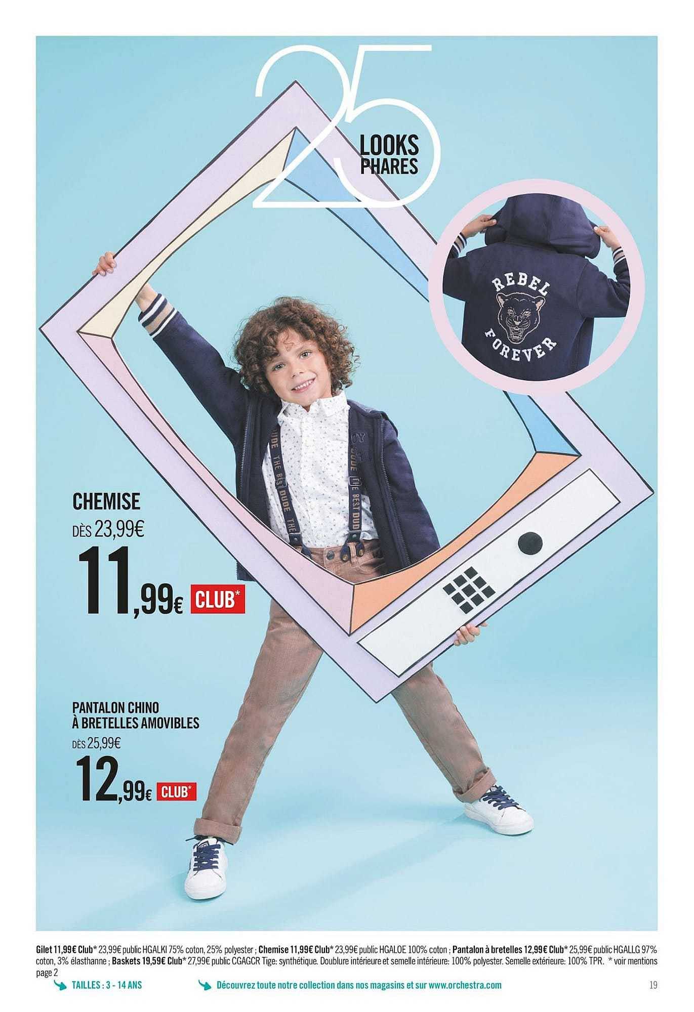 chemise pantalon chino à bretelle amovibles