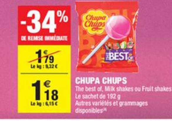 chupa chups 34% remise immédiate