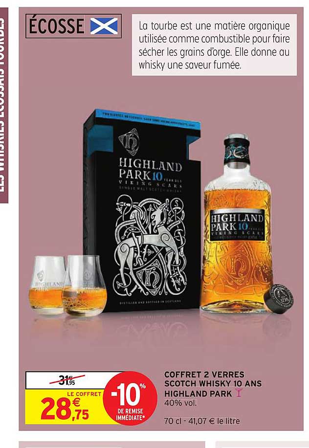 coffret 2 verres scotch whisky 10 ans highland park 10% remise immédiate
