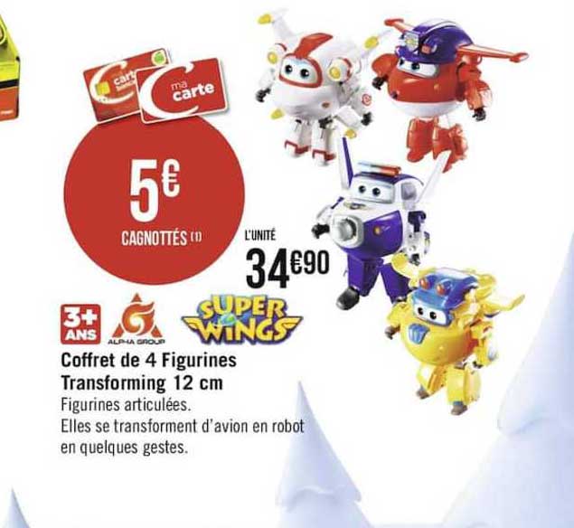 coffret de 4 figurines transforming 12 cm super wings