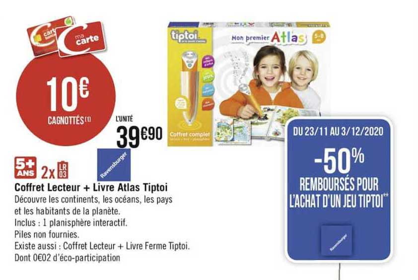 coffret lecteur + livre atlas tiptoi