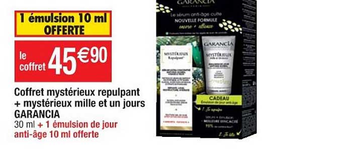 coffret mystérieux repulpant + mystérieux mille et un jours garancia 1 émulsion 10 ml offerte