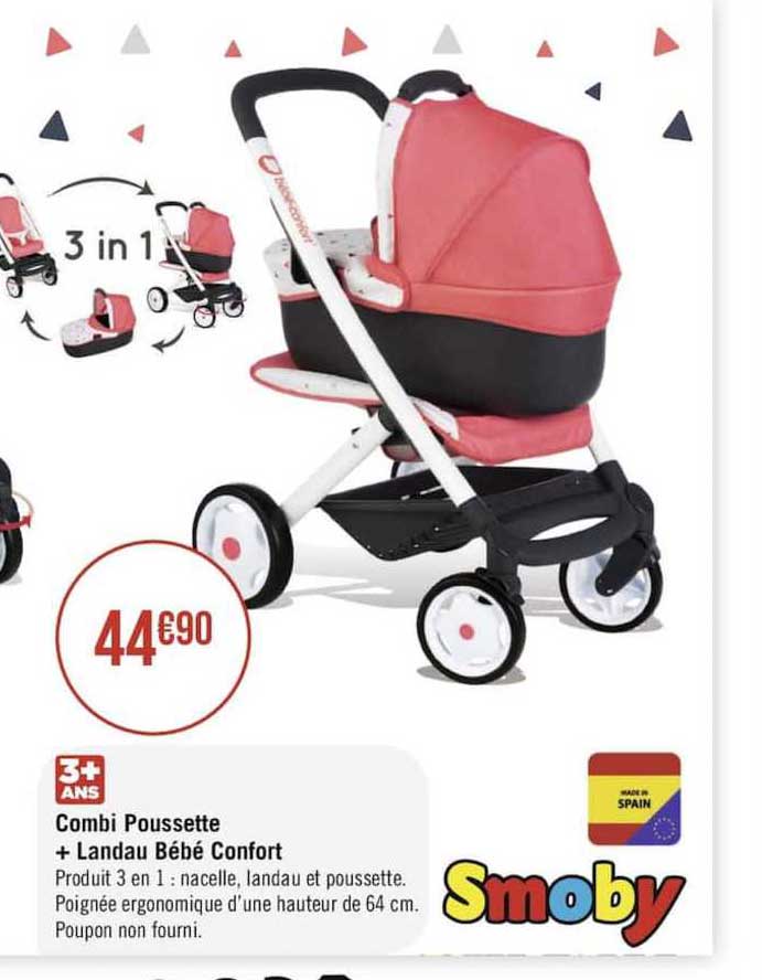 combi poussette + landau bébé confort smoby