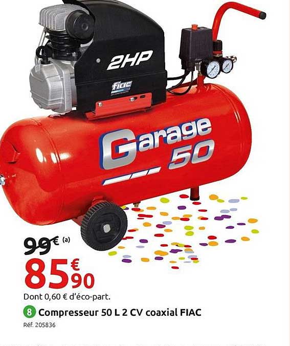compresseur 50 l 2 cv coaxial fiac