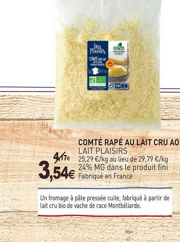Comté Rapé Au Lait Cru Aop Lait Plaisirs