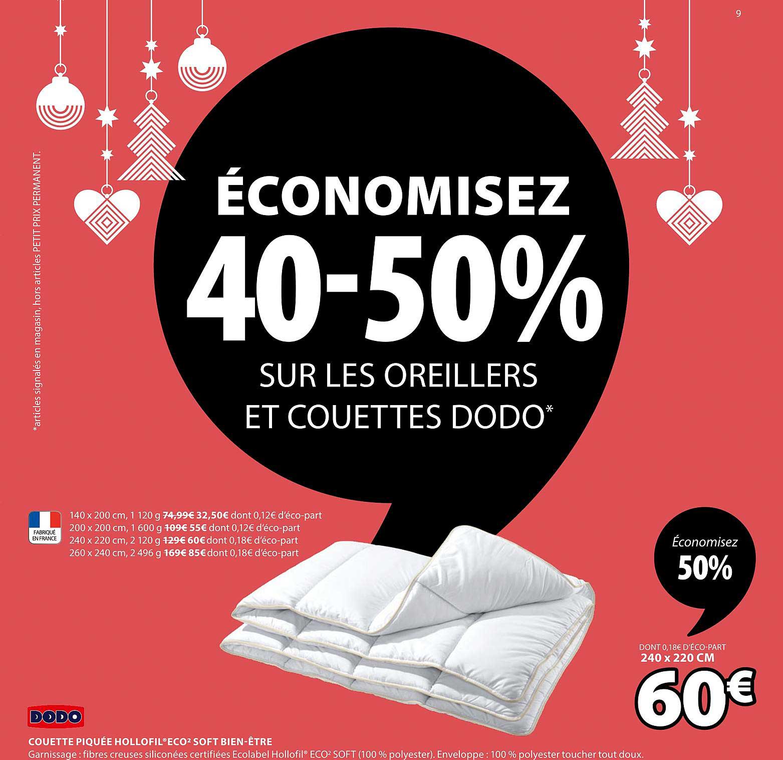 couette piquée hollofil eco soft bien être dodo