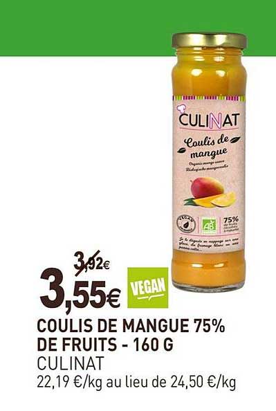 coulis de mangue 75% de fruits culinat