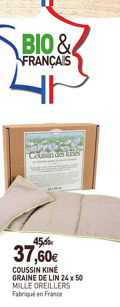 coussin kiné graine de lin 24 x 50