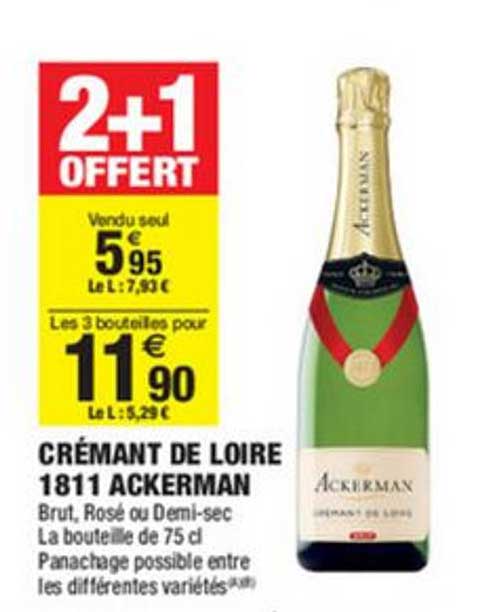 Crémant De Loire 1811 Ackerman Brut Rosé Ou Demi Sec 2+1 Offert