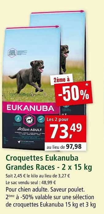 croquettes eukanuba grandes races 2 x 15 kg