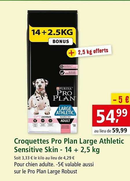 croquettes pro plan large athletic sensitive skin 14 + 2.5 kg