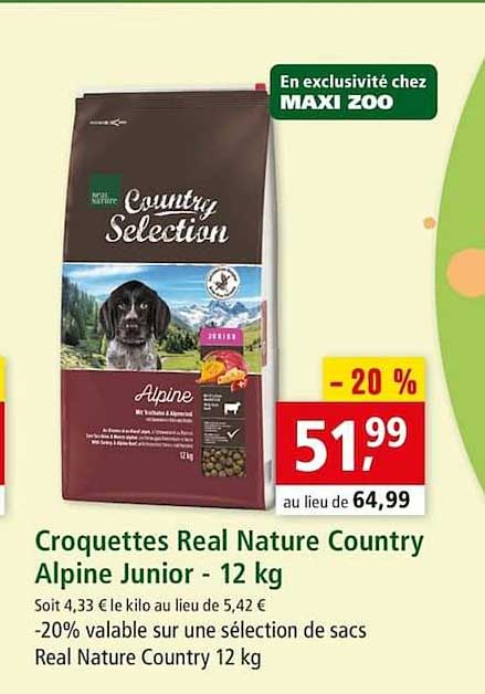 croquettes real nature country alpine junior 12 kg