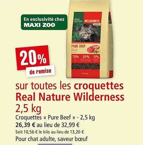 croquettes real nature wildernes 2.5 kg 20% de remise