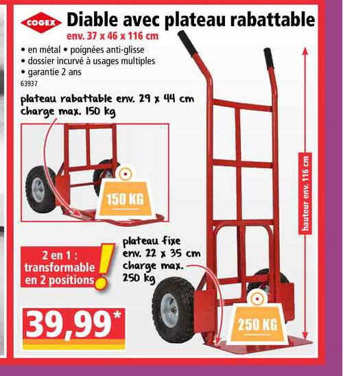 diable avec plateau rabattable cogex