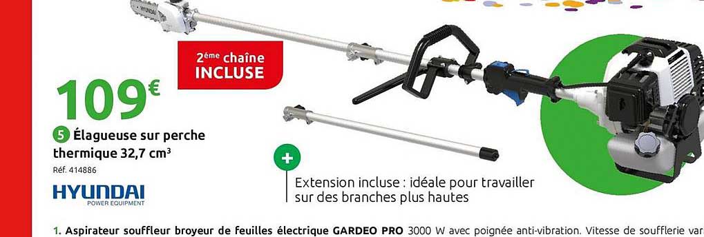 élagueuse sur perche thermique 32.7 cm3 hyundai