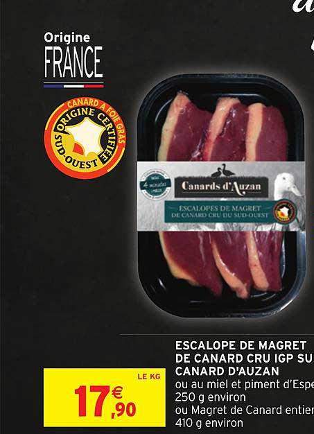escalope de magret de canard cru igp su canard d'auzan